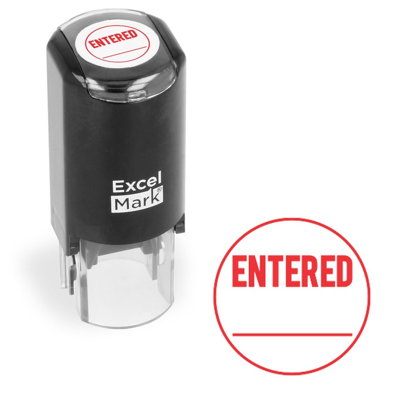 ExcelMark Entered - Self-Inking Rubber Stamp - A17 Red Ink - Image 1